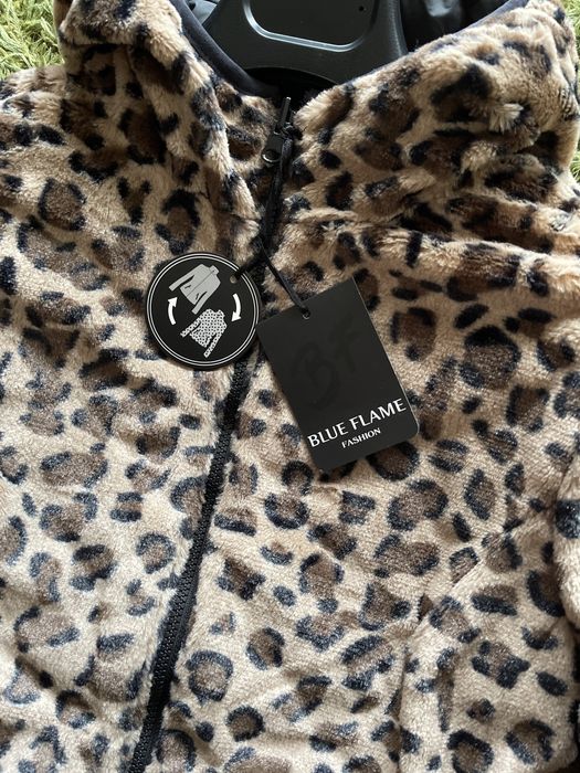 Kurtka dwustronna jesienna panterka/czarna nowa 38 blue flame
