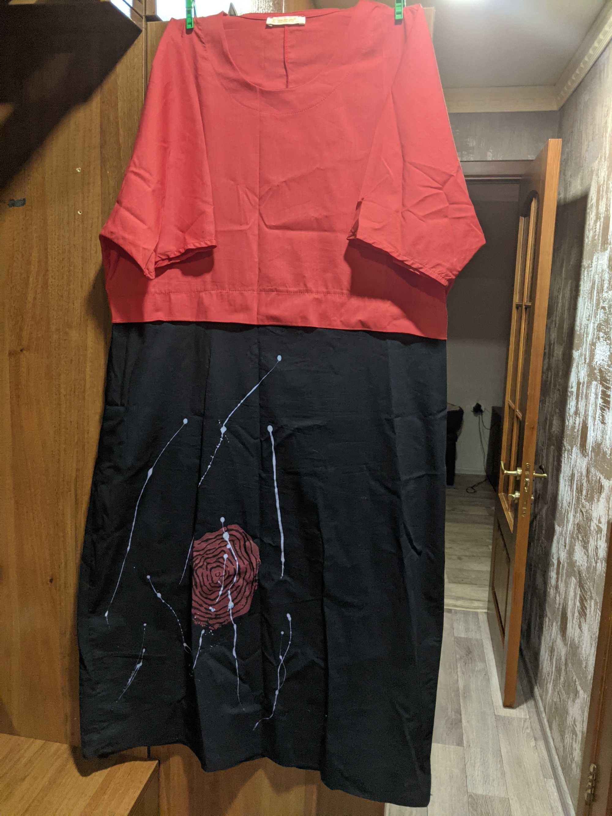 Платье женское красно-черное