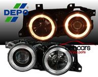Reflektory Lampy przednie przód BMW 3 E30 Angel Eyes czarne
