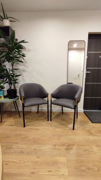 Krzesło fotel szare tapicerowane AMBER jadalnia salon biuro kuchnia