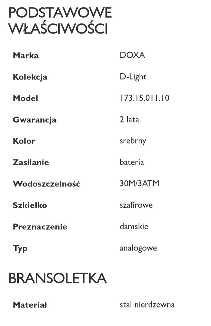 Nowy damski zegarek doxa