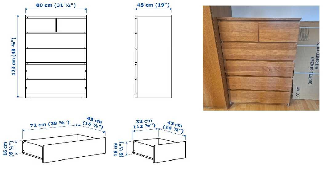 Ikea Malm komoda 6 szuflad TANIO