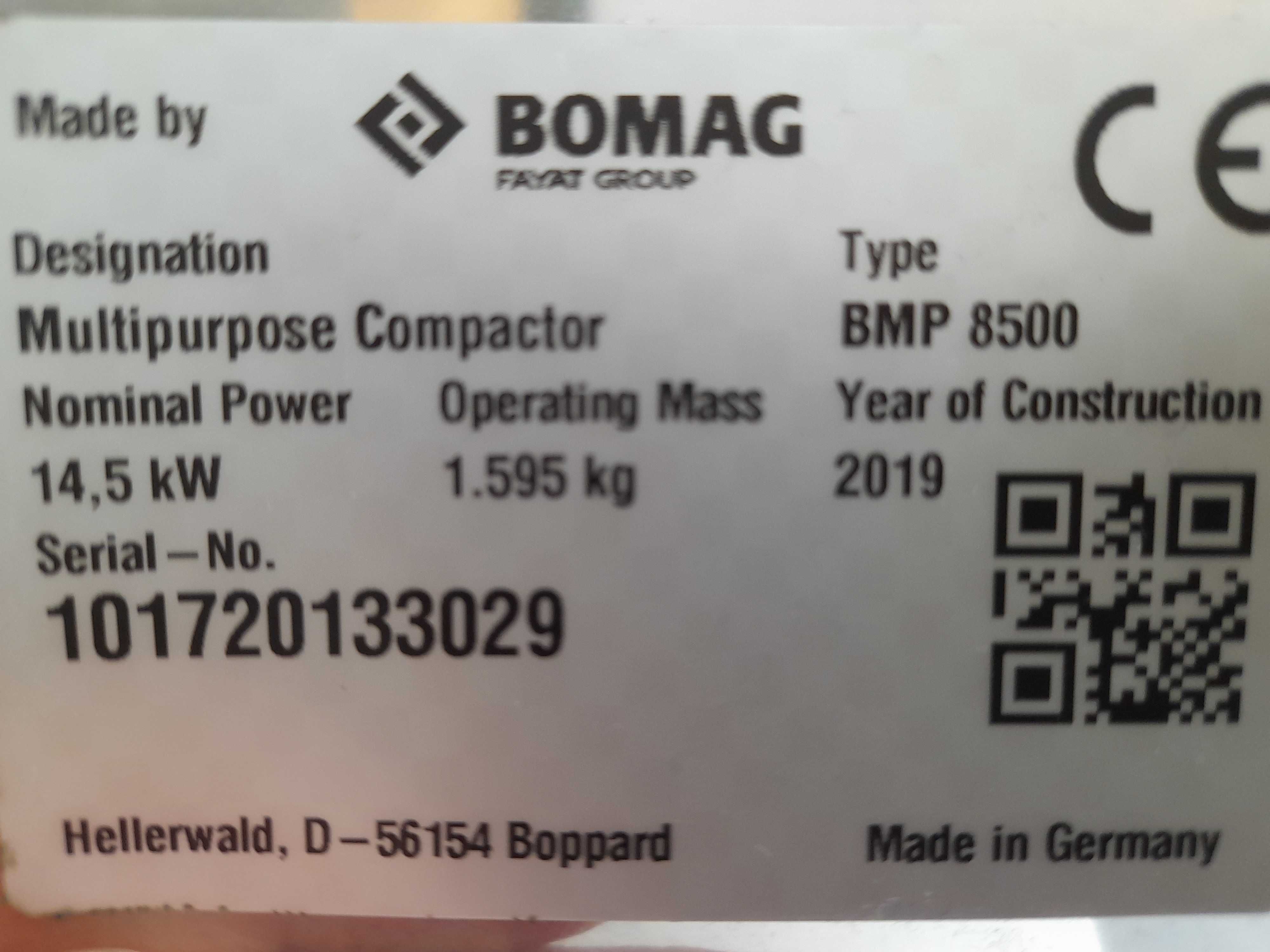 walec bomag BMP 8500 okołkowany 1600kg kubota wacker rt sc 19rok