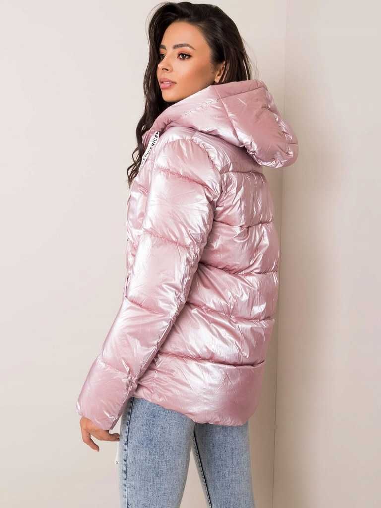 Euro Fashion rozm. M śliczna różowa nabłyszczana kurtka