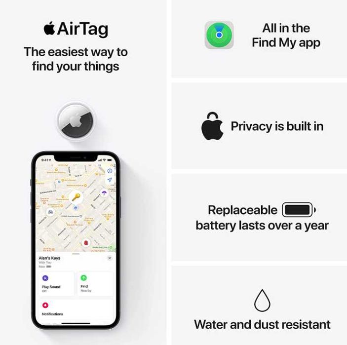 Apple AirTag Lokalizator VoiceOver Apple iOS MX532ZM/A 3szt