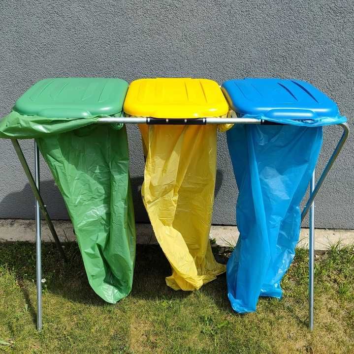 STOJAK METALOWY do Segregacji Śmieci Pojemnik KOSZ NA ODPADY na 3 WORK