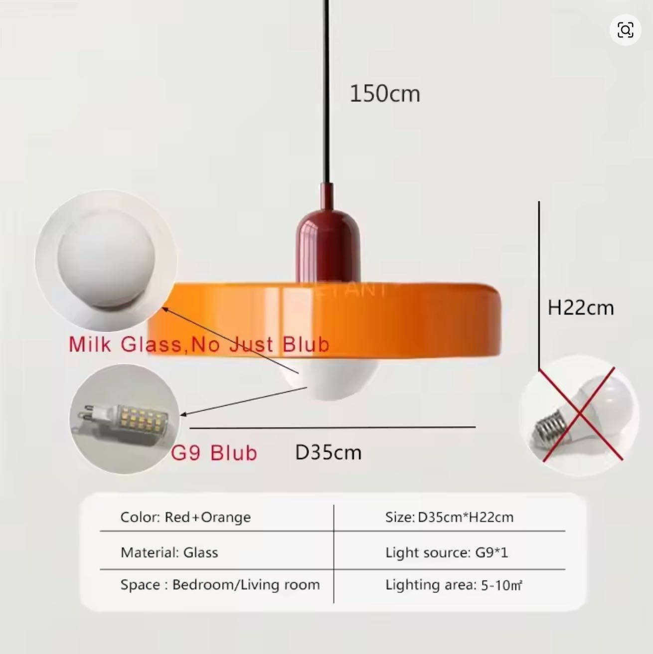 Nowa lampa Nordic pomarańczowa 35 cm
