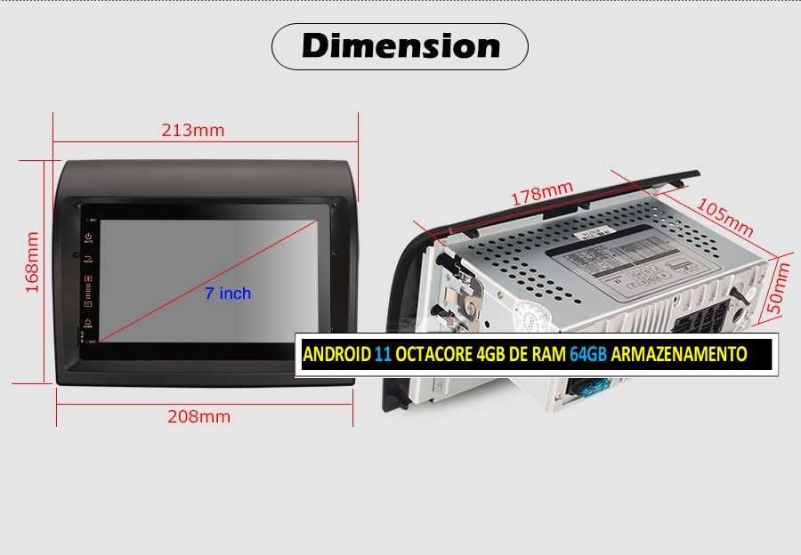 Auto-rádio 2 din Android 13 Peugeot / Honda / Kia / Fiat / Citroen