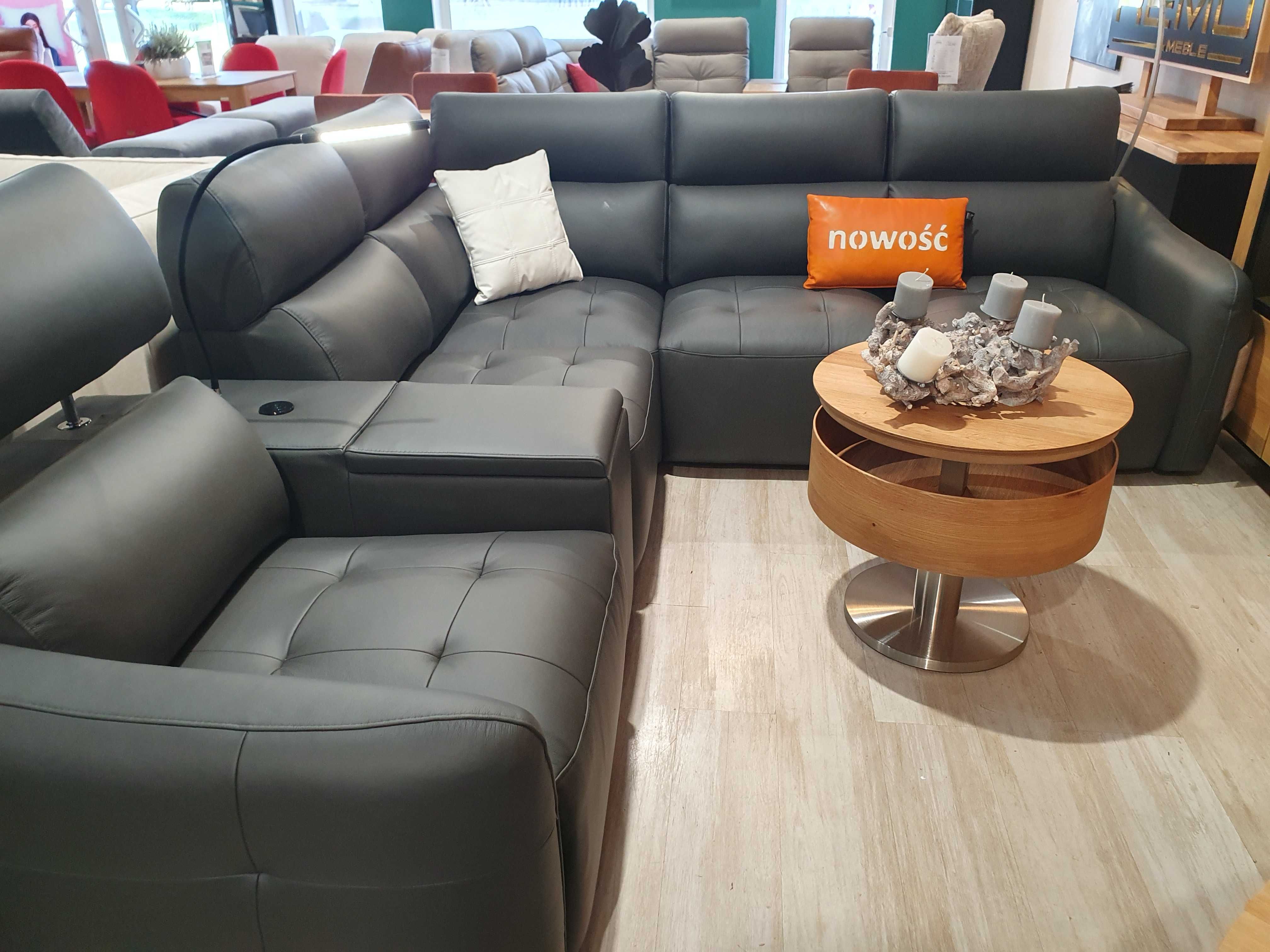 Narożnik z funkcją  DAVOS skóra PRESTIGE+Bydgoskie Meble Promocja 20%