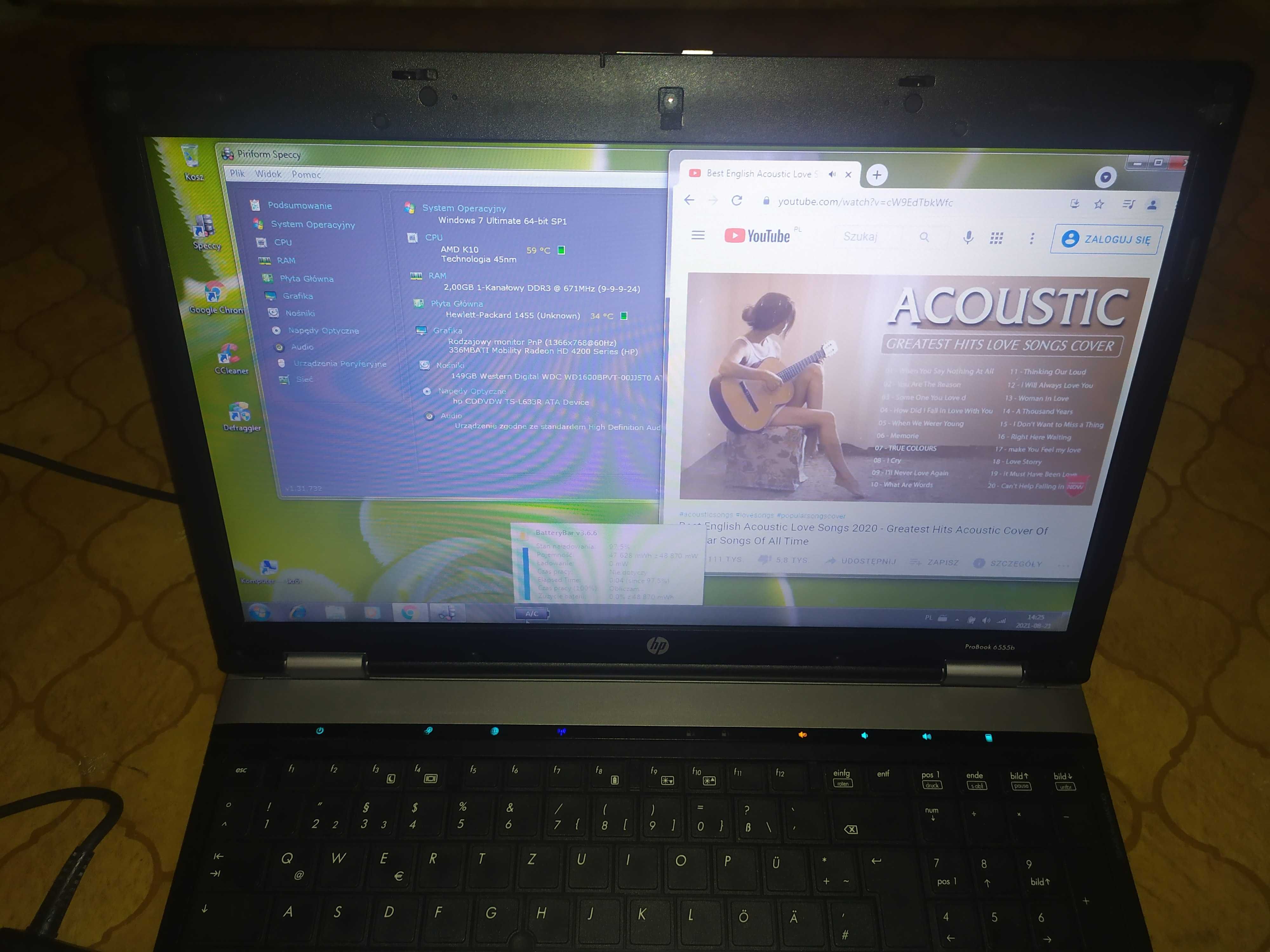 Laptop 15.6 HP ProBook 6555b AMD Duo 2x2,9 ATI Radeon HD Win7 SSD