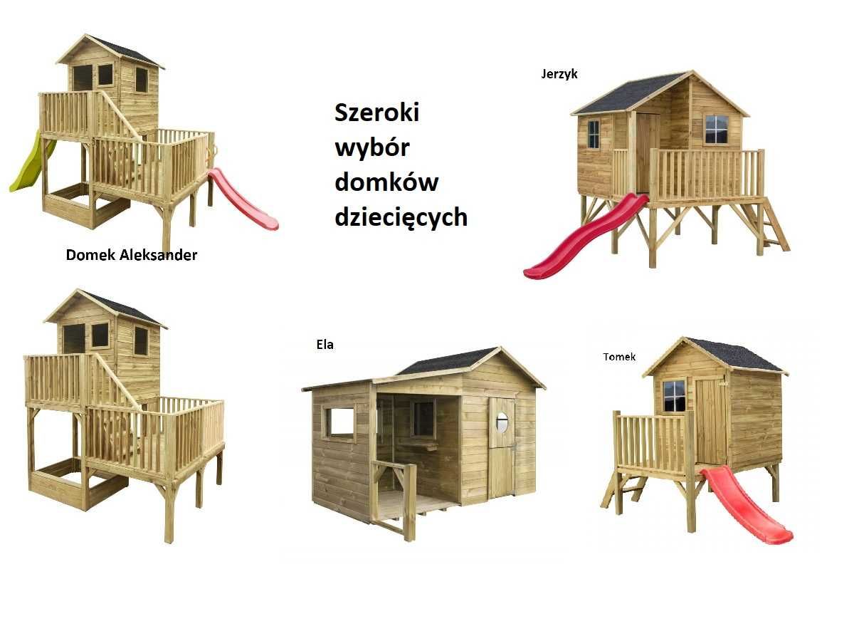 Domek dla dzieci Tomek drewniany ze zjeżdżalnią/bez z drewna OD RĘKI