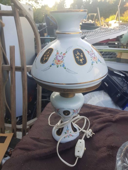 Lampa stołowa bohemia zielony kryształ lata 70
