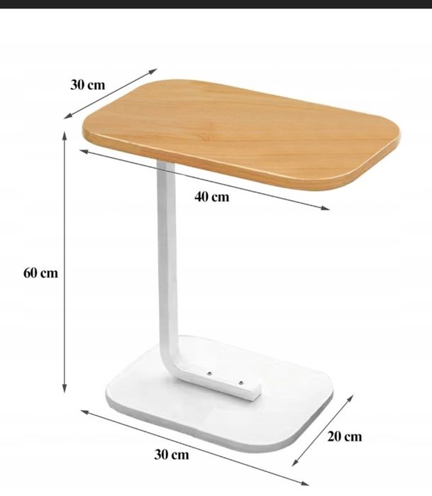 Stolik kawowy boczny w kształcie litery C nowoczesny salon