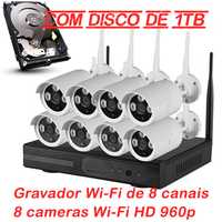 NVR 8 cameras wifi HD 960p disco 1tb ver telemovel Android ios iphone