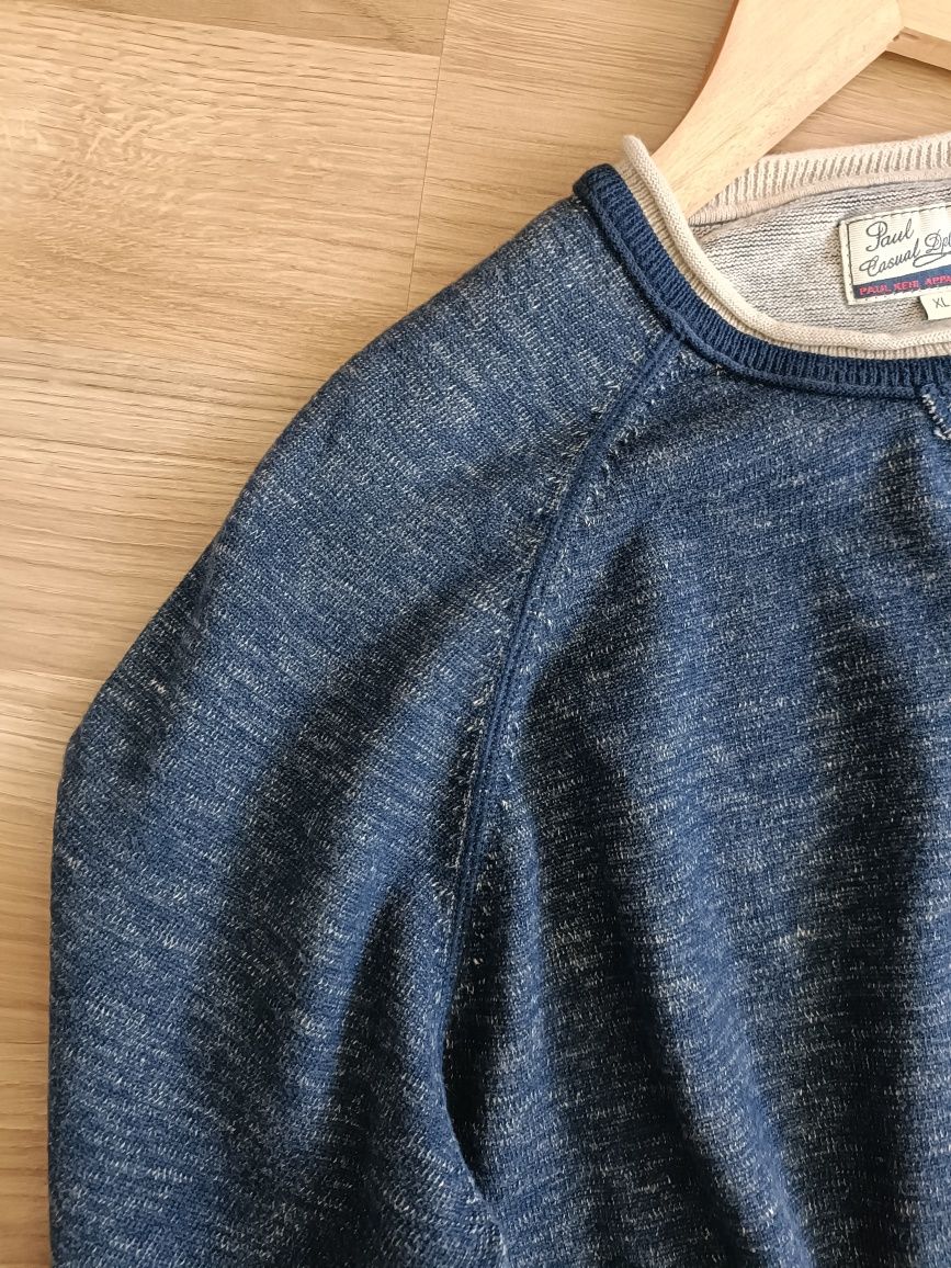 Sweter męski casual bawełniany niebieski premium Paul Kehl XL 42