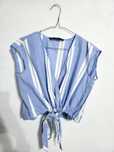 Błękitny top zara crop top w paski elegancki bluzka
