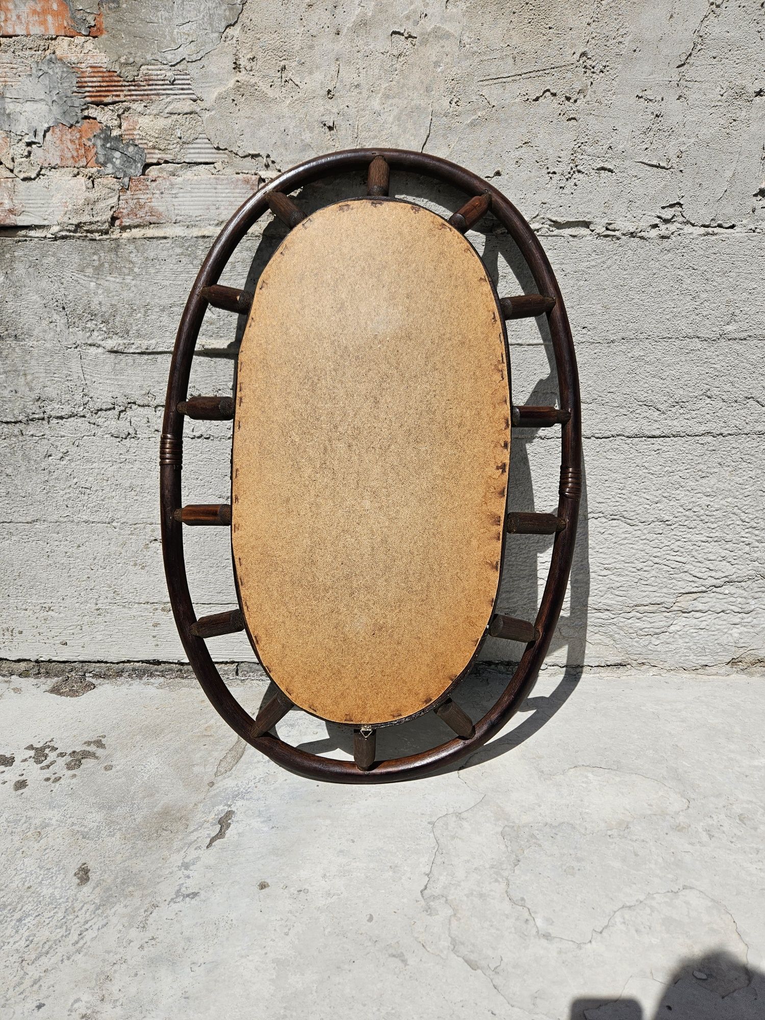Lustro ścienne bambusowe ratanowe boho mid century modern retro vintag