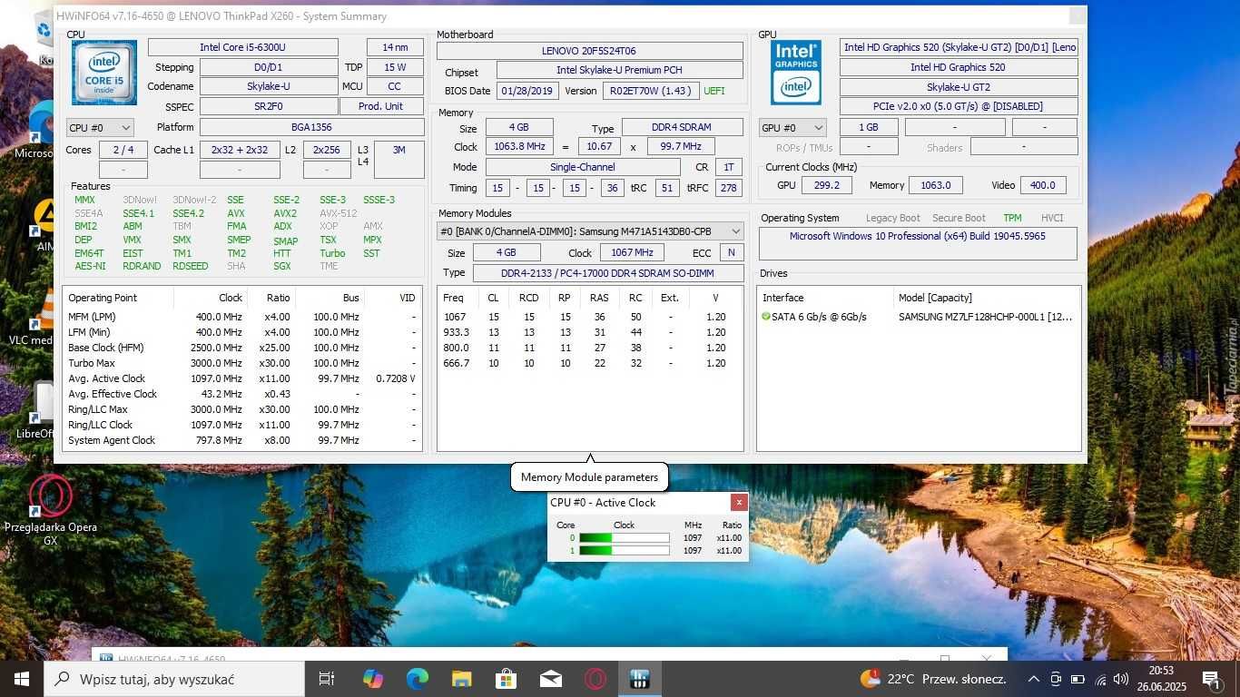Lenovo ThinkPad X260 Intel i5/4gbDDR/128SSD/IntelHD/Bateria4H