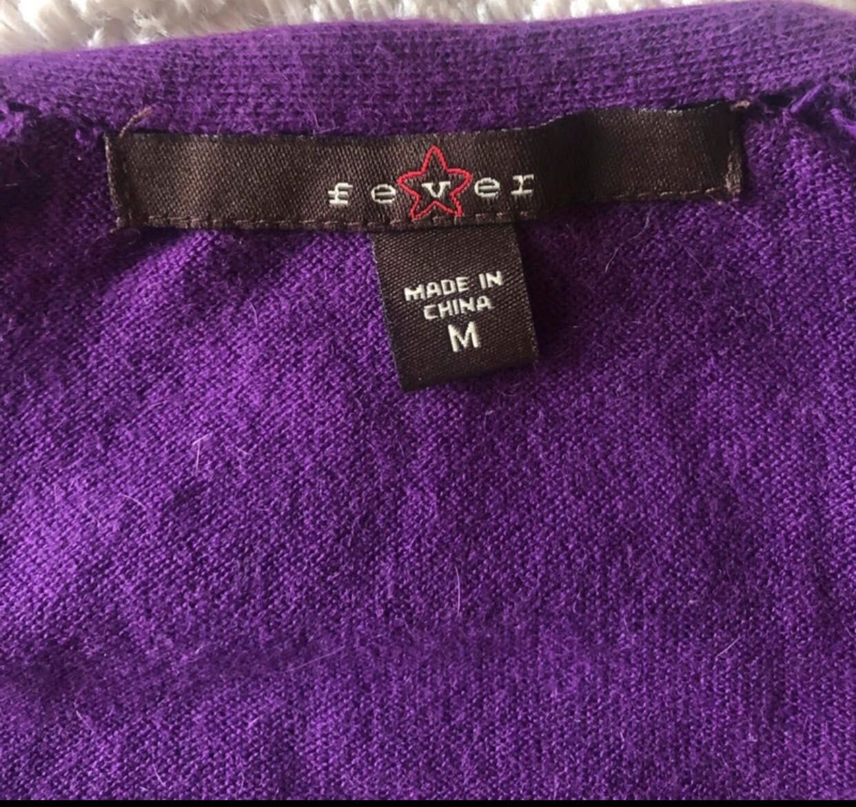 Sweterek sweter fioletowy marszczenia kardigan damski M