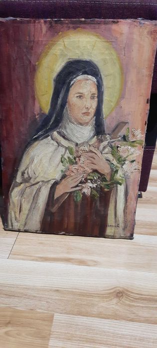 Bardzo stary obraz olejny. św. Teresa