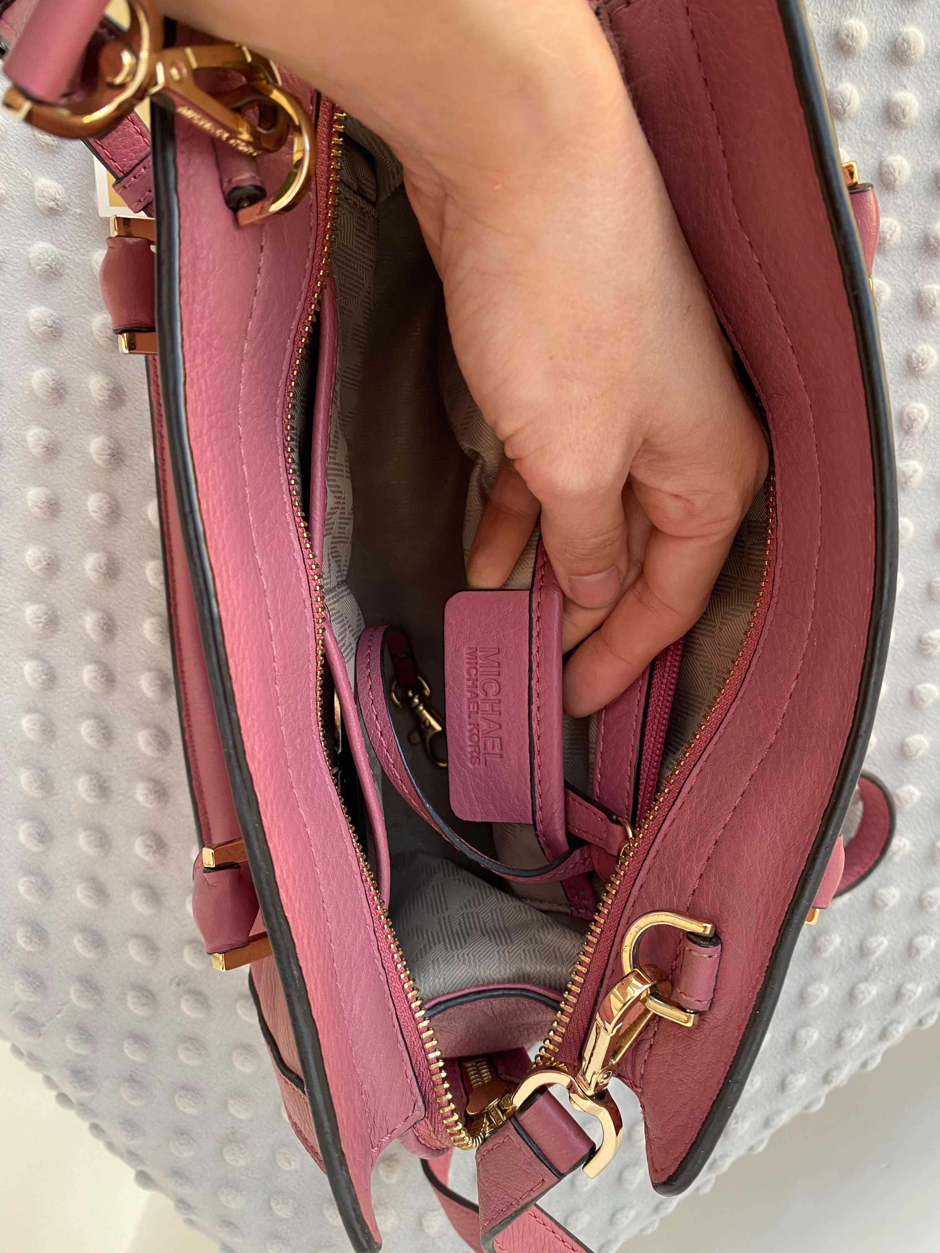 Шкіряна сумка Michael Kors (рожева шкіра), середня сумочка на ручках