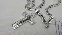 Серебряная цепочка и крестик Ланцюжок срібний чоловічий з хрестиком 92