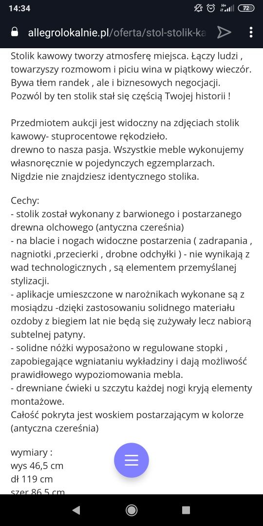 Stolik kawowy, drewniany