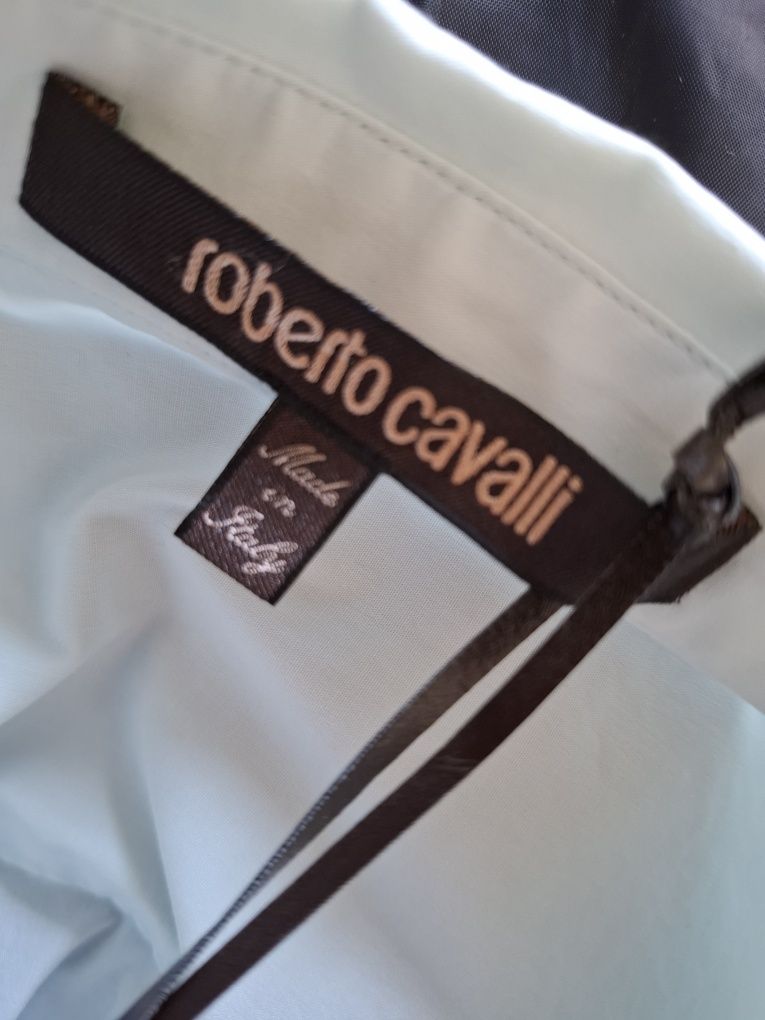 Miętowa koszula męska Roberto Cavalli L nowa
