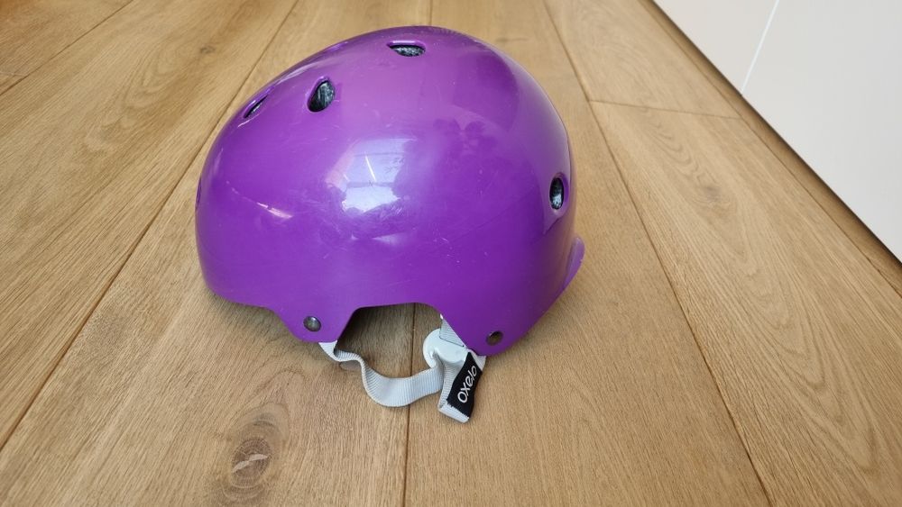 Fioletowy kask rowerowy oxelo regulowany r.50-54