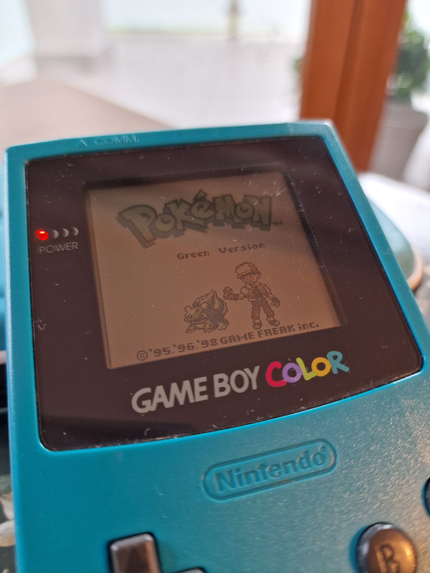 Gameboy Color turkusowy + gra Pokemon Green + etui