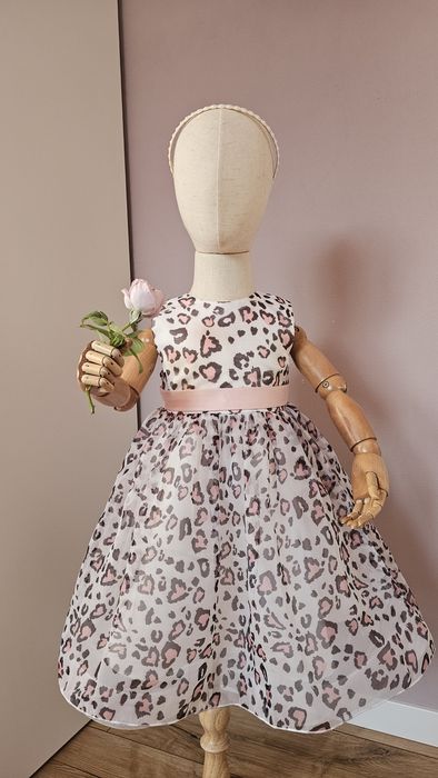 Дитяча пишна біла сукня з сердечками леопардом нарядное платье детское