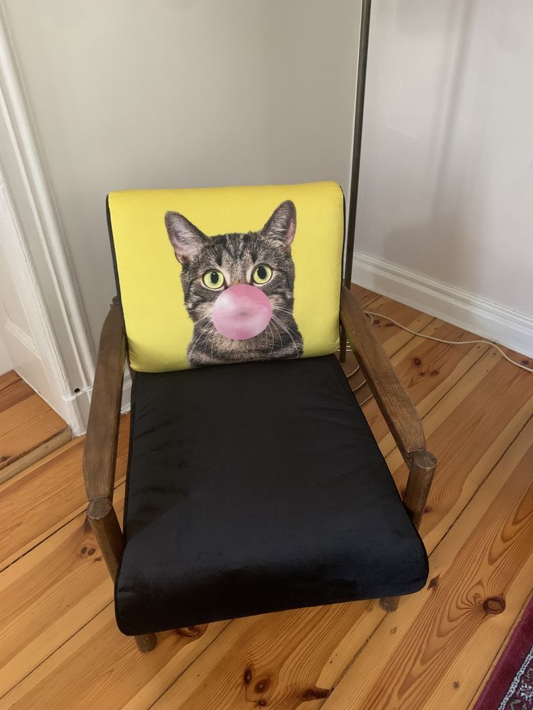 Fotel PRL z kotem