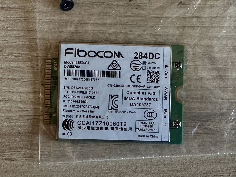 Modem WWAN do della LTE Fibocom L850 DW5820e model5420