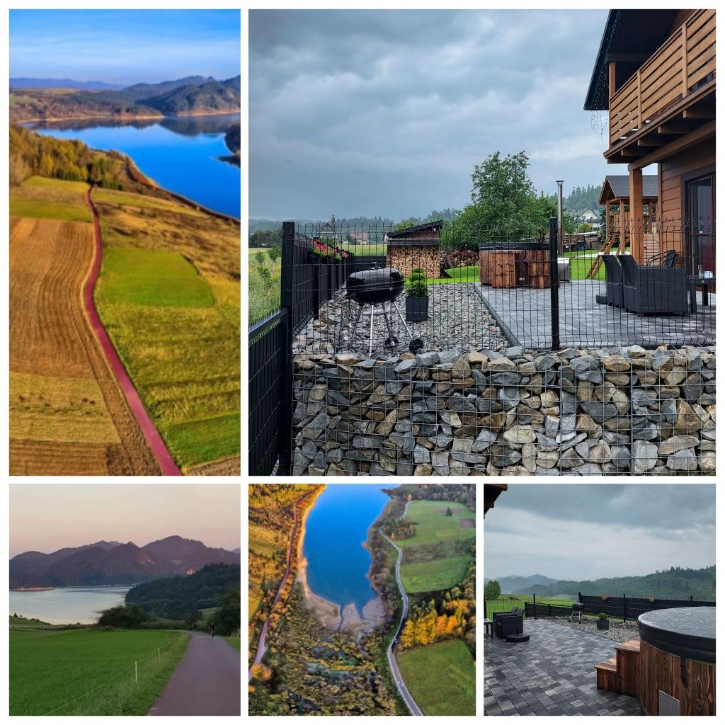 Domek, domki z widokiem na Pieniny, Tatry i jezioro Czorsztyńskie