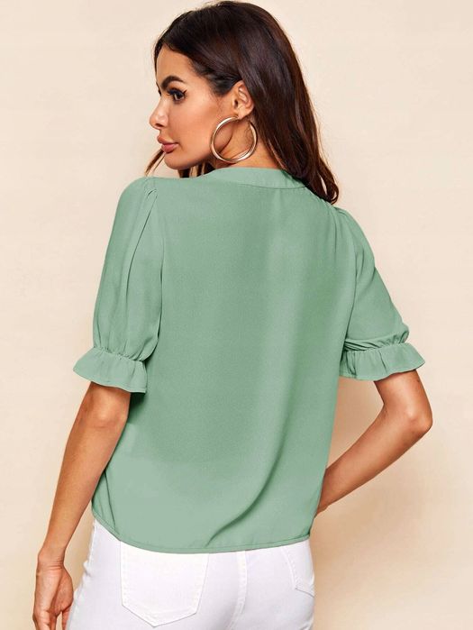 Bluzka Z Bufiastymi Rękawami Wiązana Na Szyi Xl 42