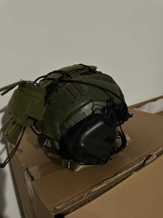 Capacete Militar  MultiCam - Airsoft + auriculares + bolsa