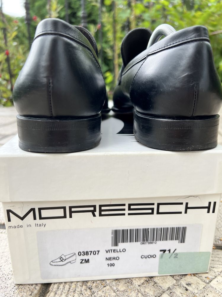 Czarne, skórzane mokasyny Moreschi - 42
