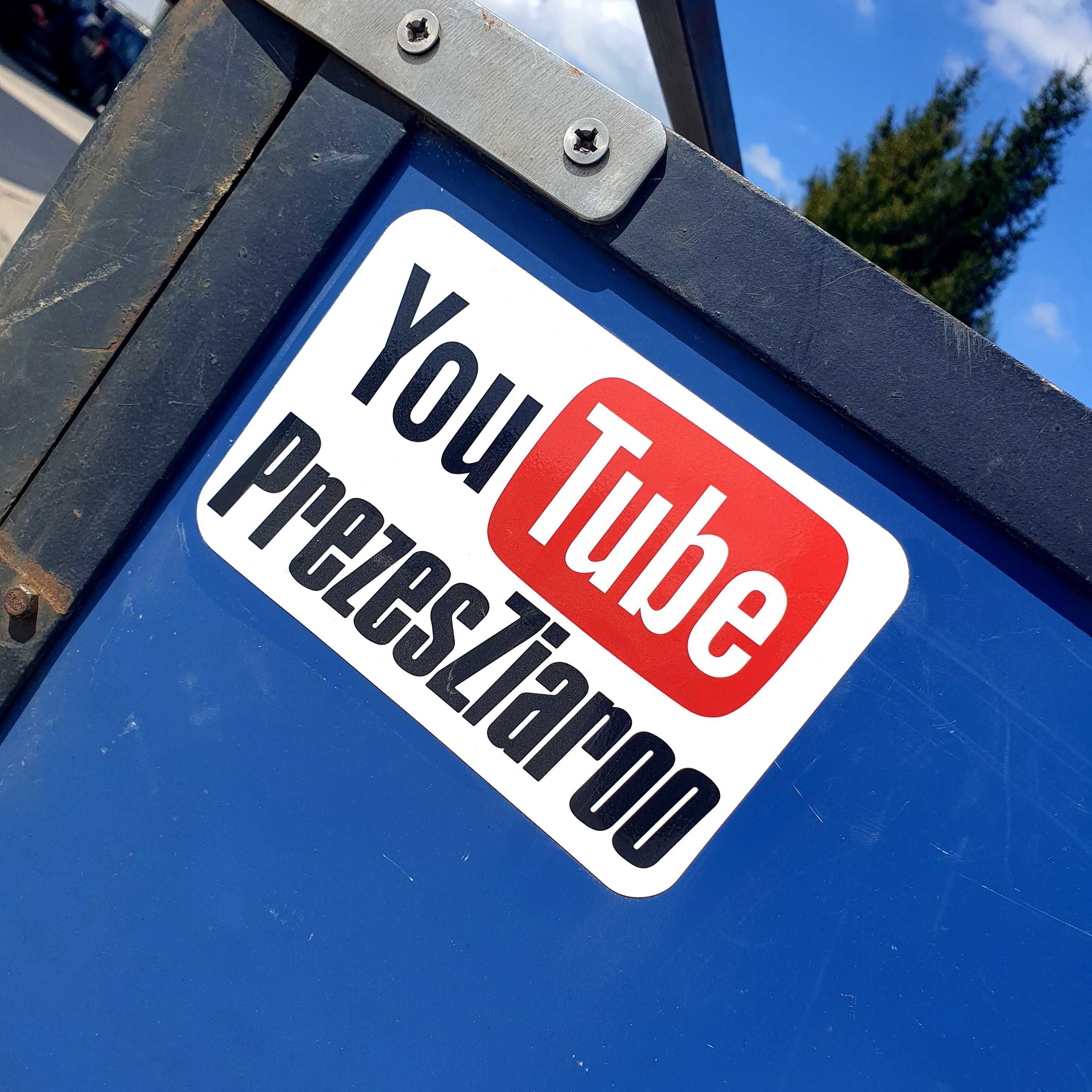 Naklejka YouTube z własną nazwą swojego kanału NEW Laminat Twoja nazwa