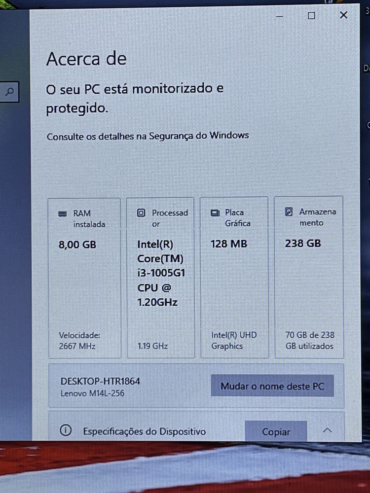 Pc Portatil Lenovo c/ mouse ( Ler descrição )