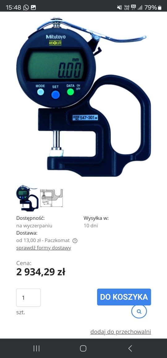 Grubosciomierz Mitutoyo ABSOLUTE DIGIMATIC 10MM 547-301