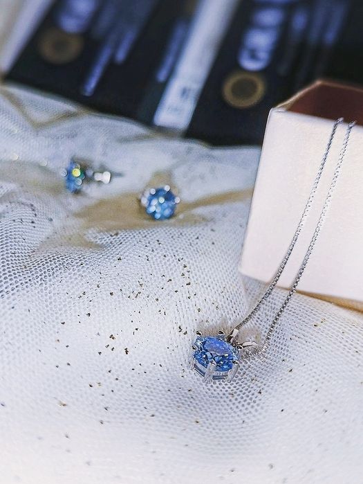 Набор с  муассанитами  3  CT, серебро S925, серьги + кулон с цепочкой
