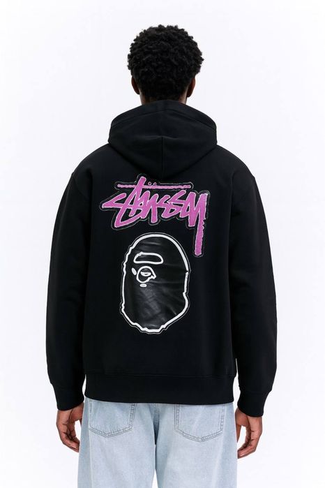Zip hoodie stussy bape зип худи стуси бейп