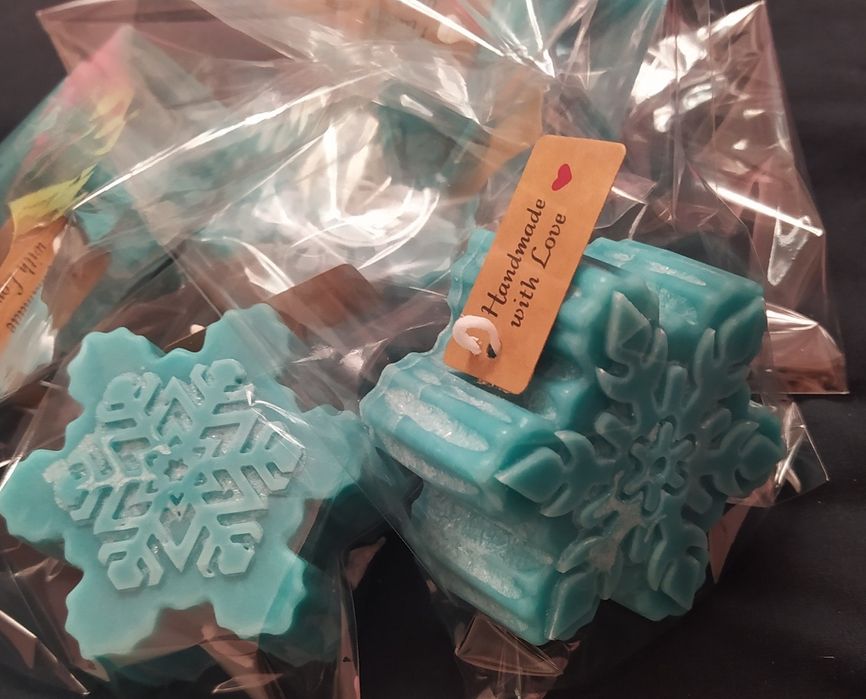 Свічки ручної роботи «Сніжинки», різдвяний декор