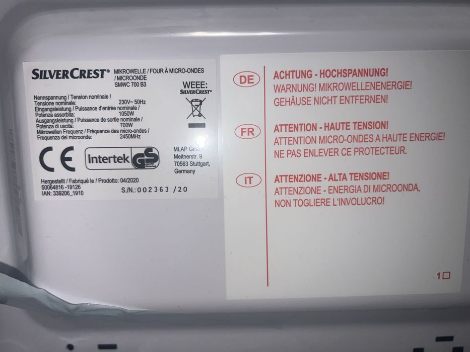 Микроволновая печь SilverCrest (17 л, 700 Вт)