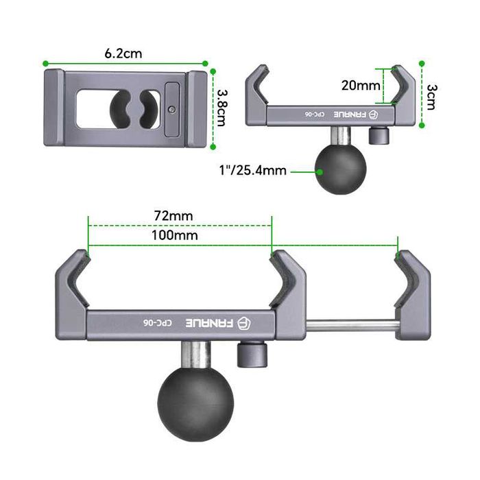 Uchwyt motocyklowy na telefon aluminium FANAUE CPC-06T