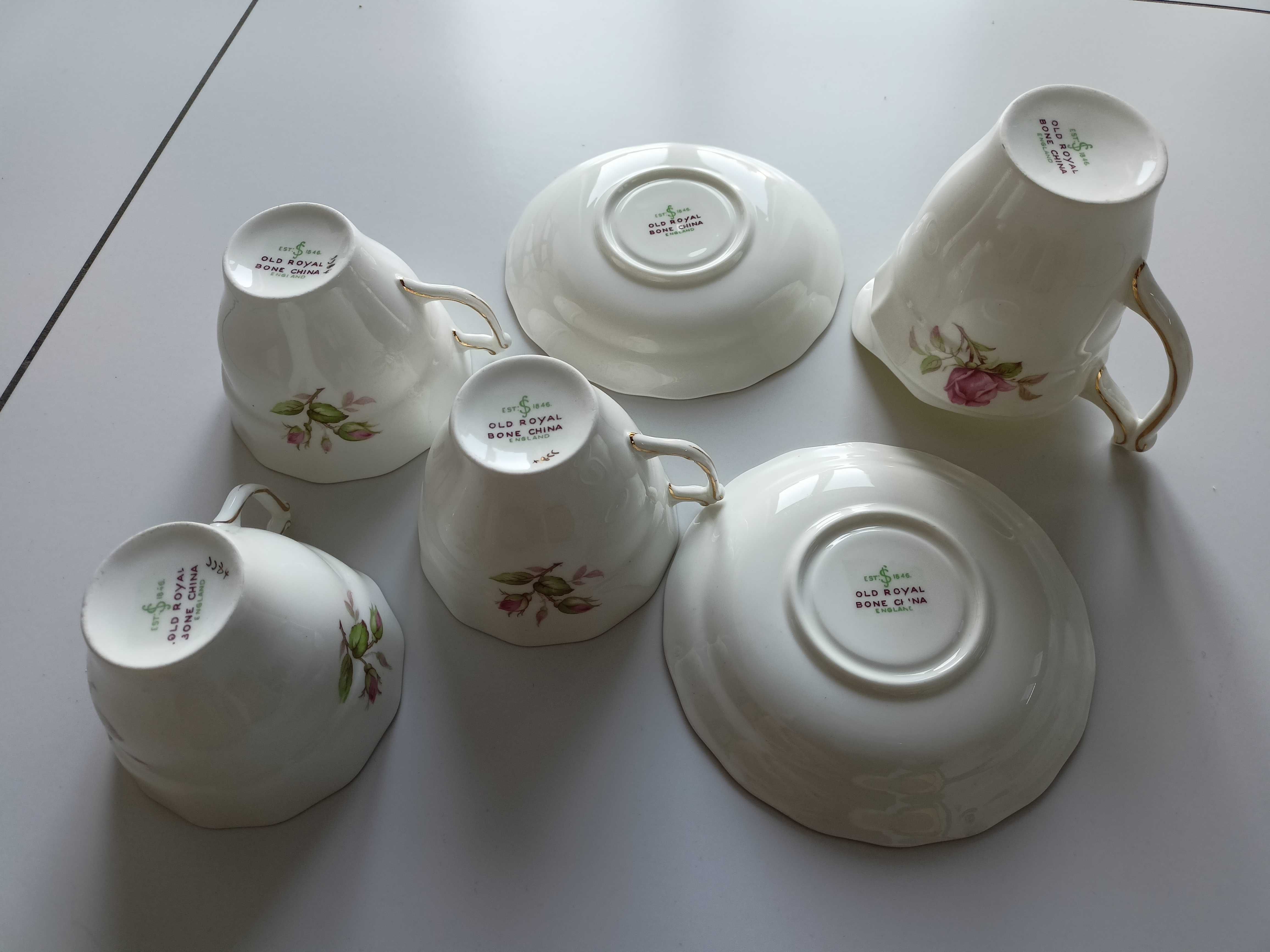 Old royal bone China porcelana zestaw filiżanek dzbanek kwiaty