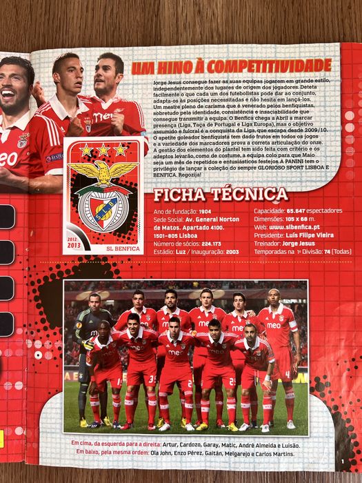 Caderneta completa SL BENFICA 2012-13
