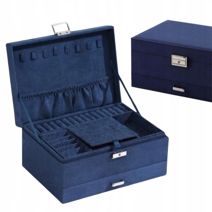 Szkatułka na biżuterię granatowa jak NOWA