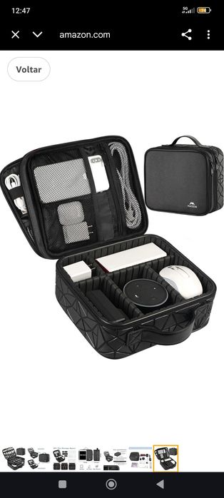 Bolsa de Viagem c/ Organizador p/ Cabos e Eletrónicos M Matein Preta