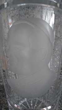 Kryształ wazon z wizerunkiem Papieża Jana Pawła II- PRL